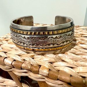 Marc Anita 12k gold and sterling cuff bracelet 113g heavy Navajo Native American